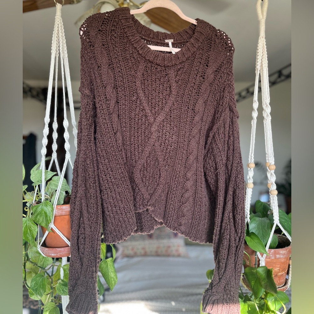 Free People Cutting Edge Chocolate Brown Cropped Sweater